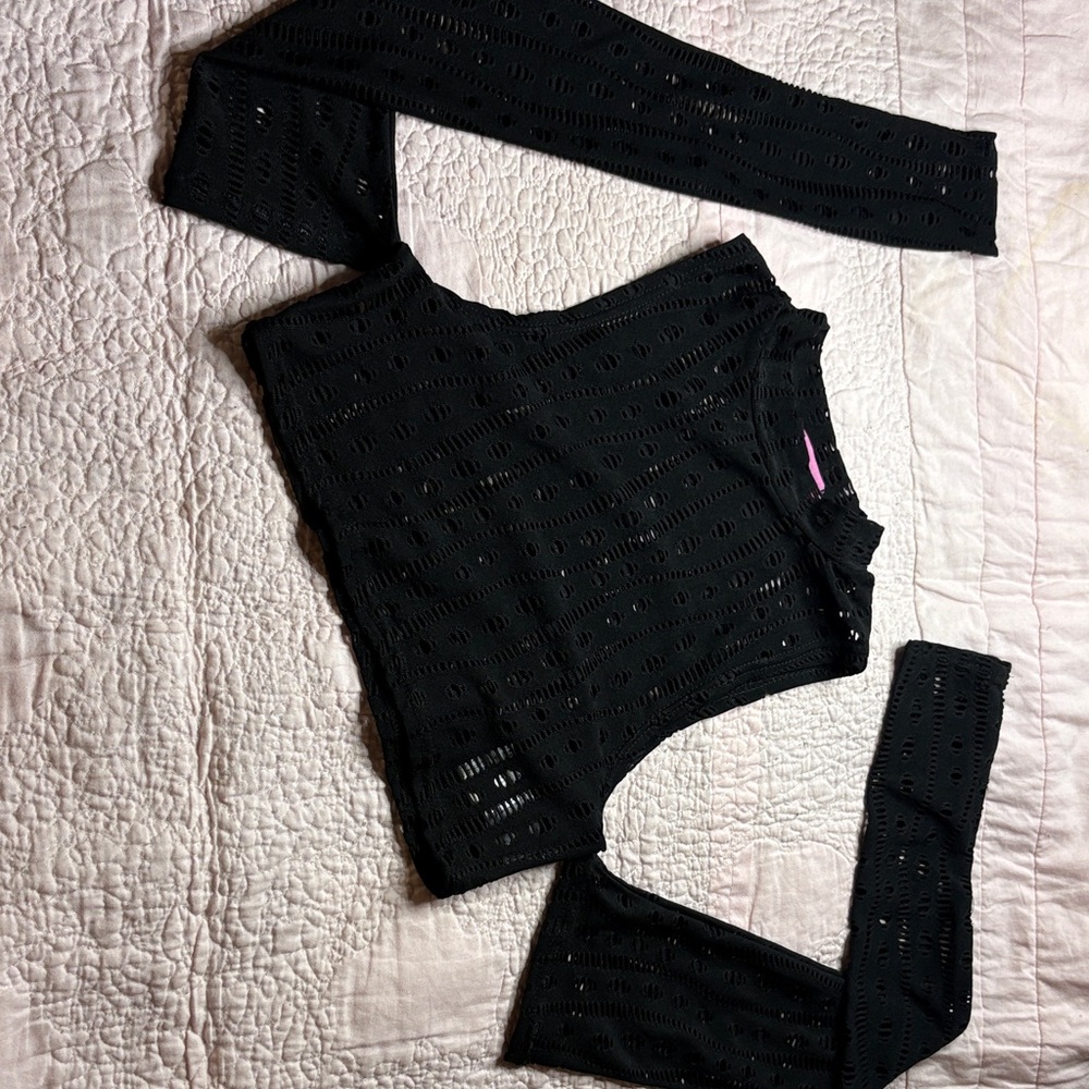 Black Eyelet Crop Top